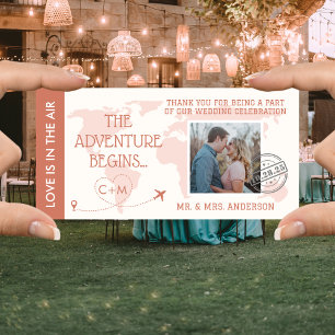 Agradecimiento Boda de destino de Naranja quemado con tarjeta de 