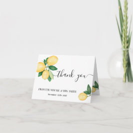 Agradecimiento Boda de ducha de novia Lemons con tarjeta doblado