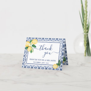 Agradecimiento Boda de ducha de novia Lemons con tarjeta doblado