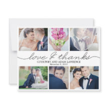 Boda de escritura encantadora foto gracias tarjeta