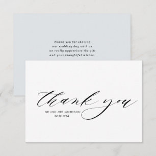 Agradecimiento boda de escritura manuscrita encantadora tarjeta d