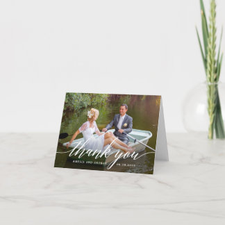 Agradecimiento Boda de escritura moderna Gracias tarjeta de foto