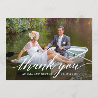 Agradecimiento Boda de escritura moderna Gracias tarjeta de foto