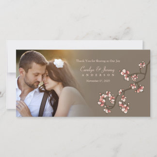 Agradecimiento Boda De Flores De Pambas Rosadas Gracias Tarjeta D