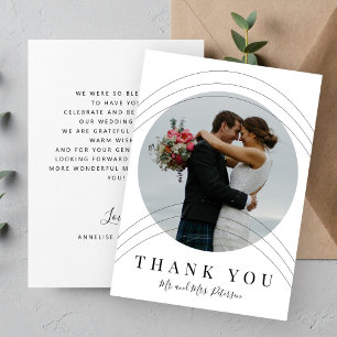 Agradecimiento Boda de fotografía blanco negro moderno tarjeta de