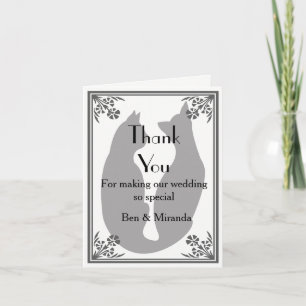 Agradecimiento Boda De Gatos Gracias Tarjeta Gato Moderno