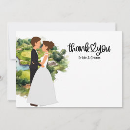 Agradecimiento Boda de golf Gracias tarjeta por acuarela de Golfe