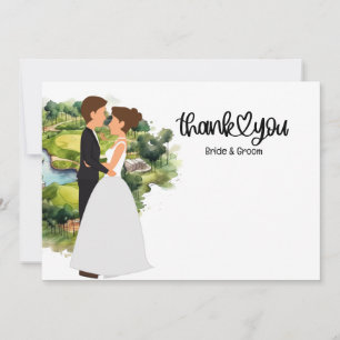 Agradecimiento Boda de golf Gracias tarjeta por acuarela de Golfe