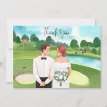 Boda de golf Gracias tarjeta por acuarela de Golfe