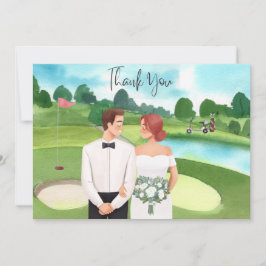 Agradecimiento Boda de golf Gracias tarjeta por acuarela de Golfe