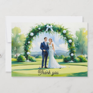 Agradecimiento Boda de golf Gracias tarjeta por acuarela de Golfe