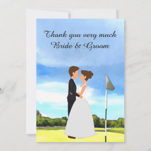 Agradecimiento Boda de golf Gracias tarjeta por acuarela de Golfe