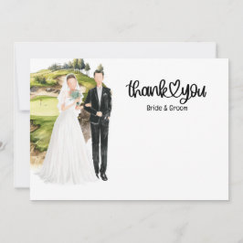 Agradecimiento Boda de golf Gracias tarjeta por acuarela de Golfe