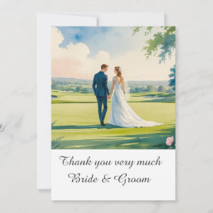 Agradecimiento Boda de golf Gracias tarjeta por acuarela de Golfe