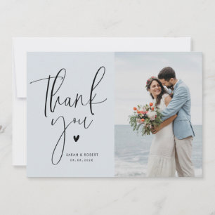 Agradecimiento boda de guiones elegante tarjeta de fotos de agrad