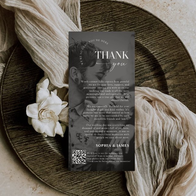 Agradecimiento Boda de guiones modernos Foto Gracias Tarjeta Códi (Subido por el creador)