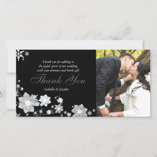 Agradecimiento Boda de Invierno Negra y Blanca Gracias Tarjeta Fo