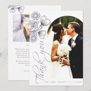 Agradecimiento Boda de Lavanda Botánica Gracias Tarjeta Fotográfi