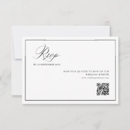 Agradecimiento boda de marco negro simple código QR tarjeta RSVP