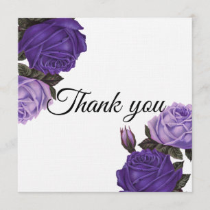 Agradecimiento Boda de rosas ultravioleta púrpura gracias tarjeta