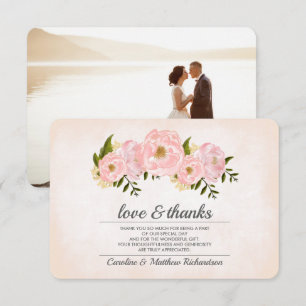 Agradecimiento Boda de Rubor Pink Peonies Gracias Tarjeta de Foto
