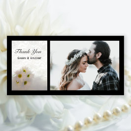 Agradecimiento Boda de White Lace Daisies Gracias Tarjeta de Foto