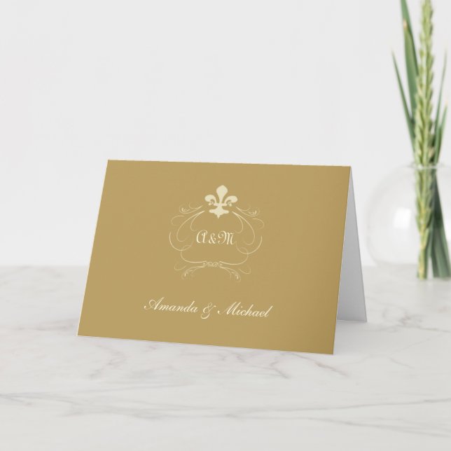 Agradecimiento Boda Fleur de Lis en Oro Antiguo (Anverso)