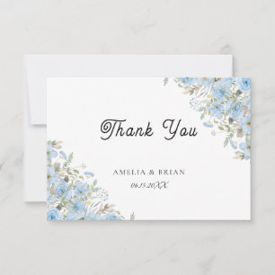 Agradecimiento Boda Floral Azul de Vintage - Tarjeta de agradecim