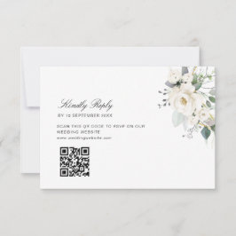 Agradecimiento boda floral de eucalipto Código QR tarjeta RSVP