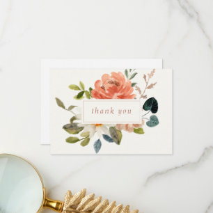 Agradecimiento Boda floral Gracias Tarjeta blanca y de marfil