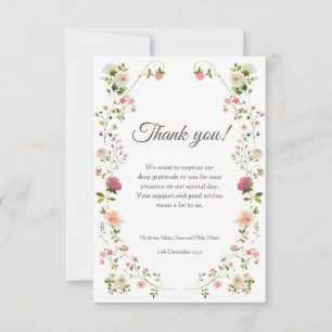 Agradecimiento Boda floral verde y blanca tarjeta de agradecimien