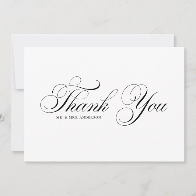 Agradecimiento Boda Formal Flores Escritura Tarjeta de Boda (Anverso)