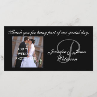 Agradecimiento Boda Gracias con tarjeta de foto Monograma P Nombr