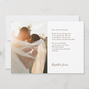 Agradecimiento Boda Minimalista simple foto tarjeta de agradecimi