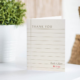 Agradecimiento Boda Neutral de Tarjeta de Préstamo de Libro de Bi