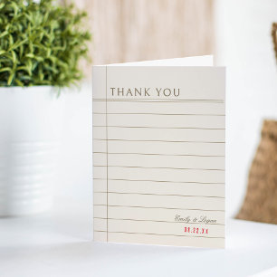 Agradecimiento Boda Neutral de Tarjeta de Préstamo de Libro de Bi