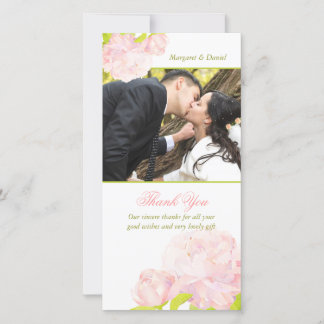 Agradecimiento Boda Peony de Rubor Rosa Gracias Tarjeta de Foto