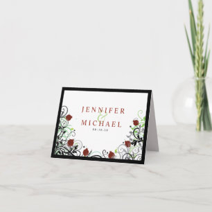 Agradecimiento Boda POMEGRANADO Gracias Tarjeta De Saludo Doblada