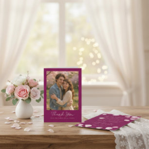 Agradecimiento Boda Romántico de Petales Rosa Gracias Tarjeta