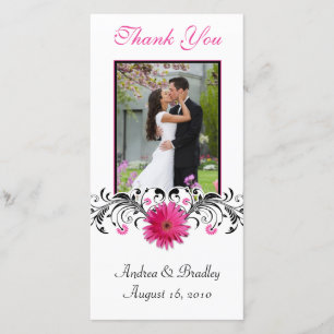 Agradecimiento Boda Rosa Gerbera Daisy Gracias Tarjeta De Foto