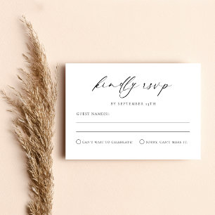 Agradecimiento Boda RSVP Tarjeta de gabinete de escritura mínima 