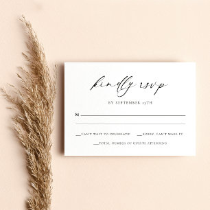 Agradecimiento Boda RSVP Tarjeta de gabinete mínima de escritura 