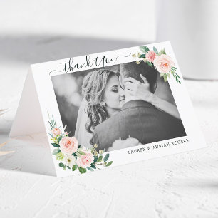 Agradecimiento Boda Rubor Pink Bloom Gracias Tarjeta De Foto