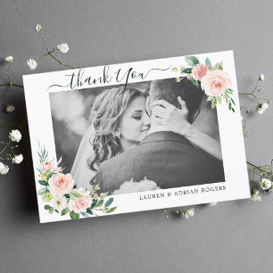 Agradecimiento Boda Rubor Pink Bloom Gracias Tarjeta De Foto