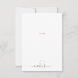 Agradecimiento Boda simple de monograma de pareja gracias tarjeta