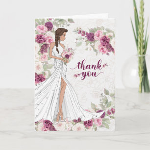 Agradecimiento Boda y Flor de Cerezo en Blanco Tarjeta de Boda