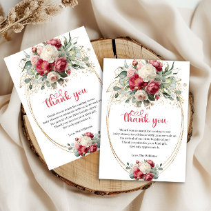 Agradecimiento Boho Burgundy Blush Floral Gracias Tarjeta de Agra
