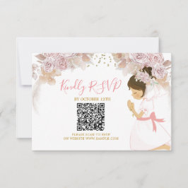 Agradecimiento Boho Chica Floral Rosa 1ª Tarjeta Rsvp De Sagrada 