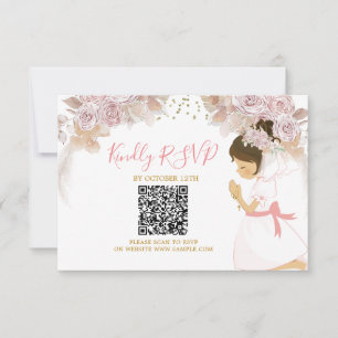 Agradecimiento Boho Chica Floral Rosa 1ª Tarjeta Rsvp De Sagrada