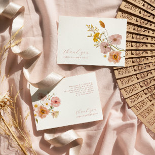 Agradecimiento Boho Flowers boda tarjeta de agradecimiento, Whims
